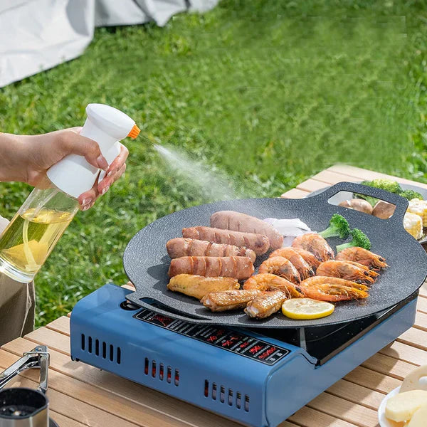 Assiette de grillade ronde antiadhésive – Poêle portable pour la maison et les pique-niques en plein air, plaque sans fumée pour barbecue